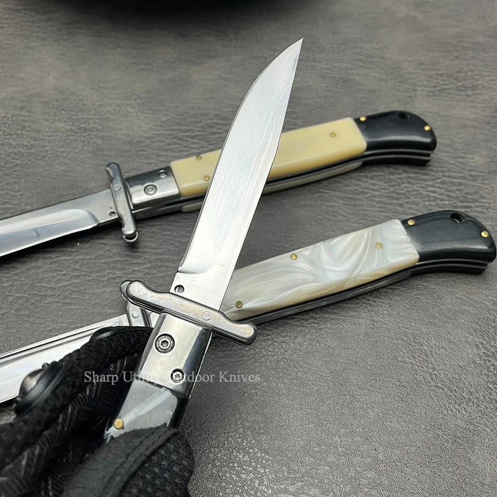 440C Stainless Steel Outdoor Folding Knife 4.1-Inch with Durable Shell Resin Handle