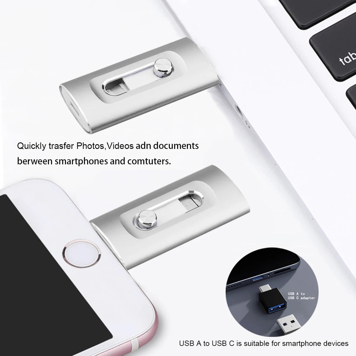 3 in 1 Flash Drive, Portable High Speed USB