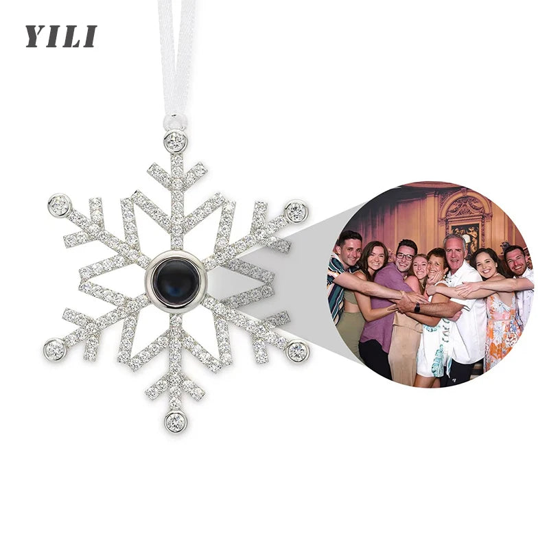 Personalized Pink Snowflake Photo Ornament Custom Projection Ornaments Christmas Gifts