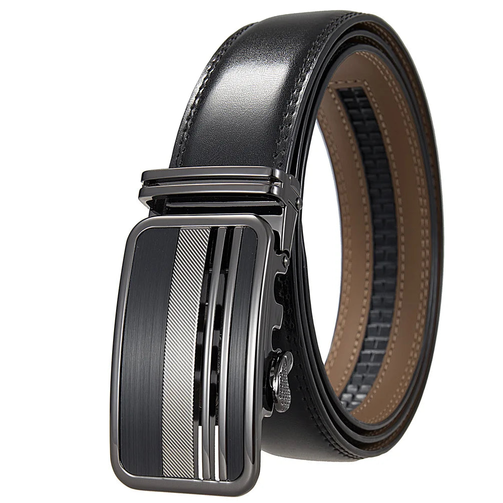 Leather Ratchet Belt With Adjustable Buckle