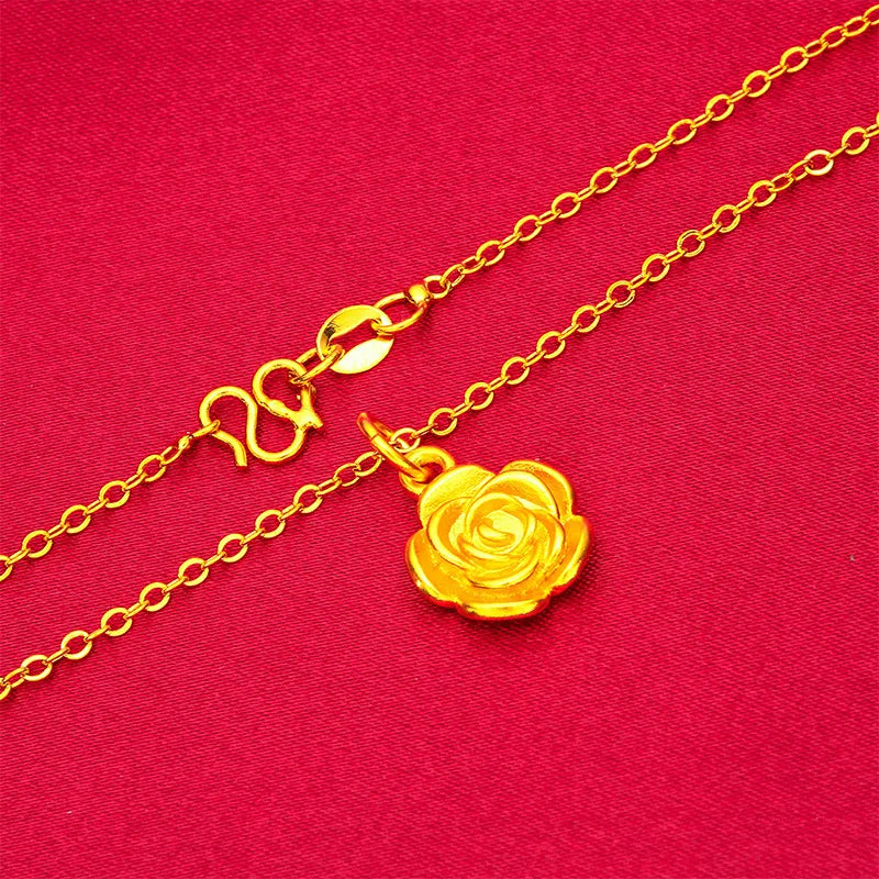 Luxury Rose Flower Pendant Necklace&Earring