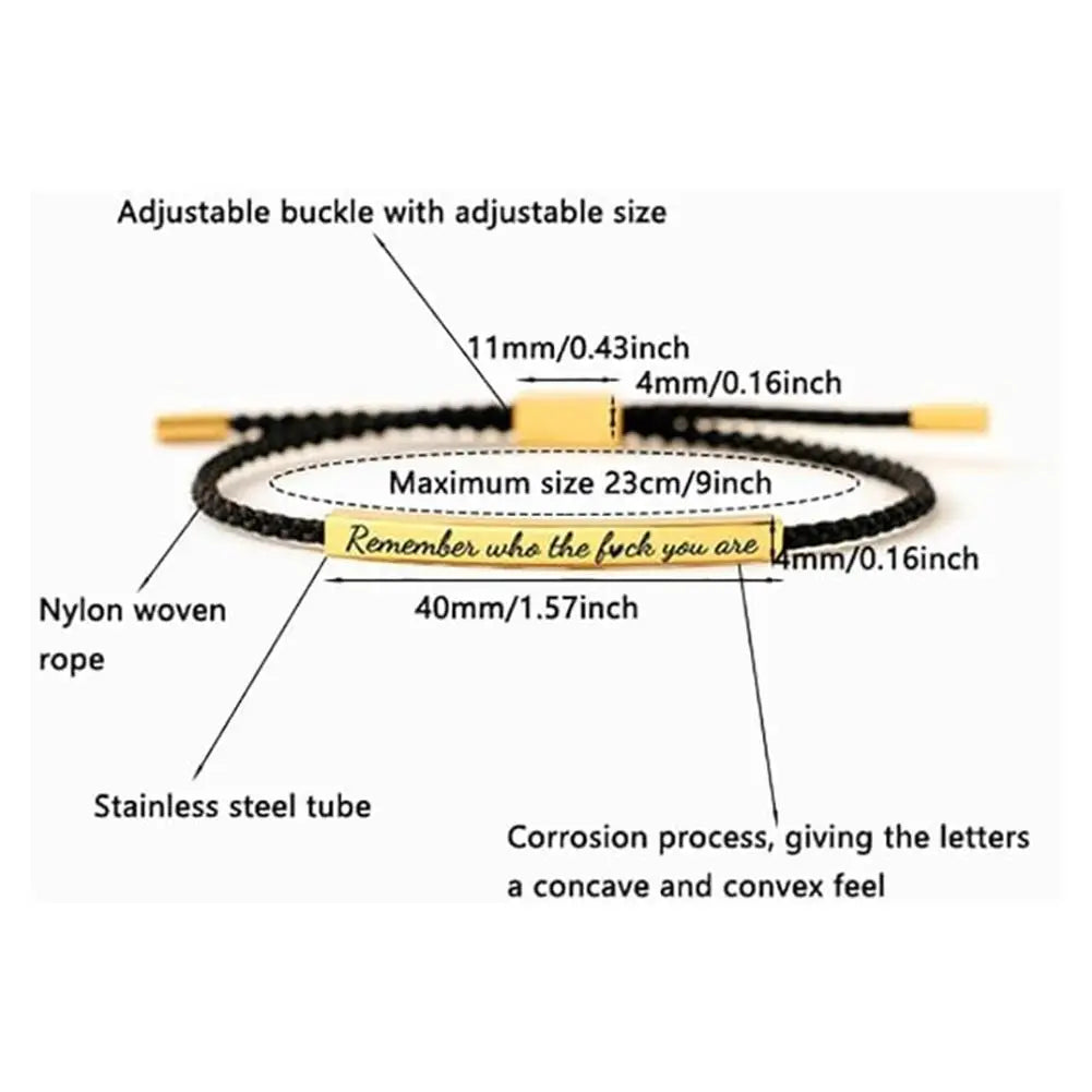 Remember Who The F You Are When Words Fail, This Bracelet Speaks – A Gift of Encouragement Tube Bracelet, Adjustable Hand Braided Wrap Tube Bracelet, Funny Inspirational