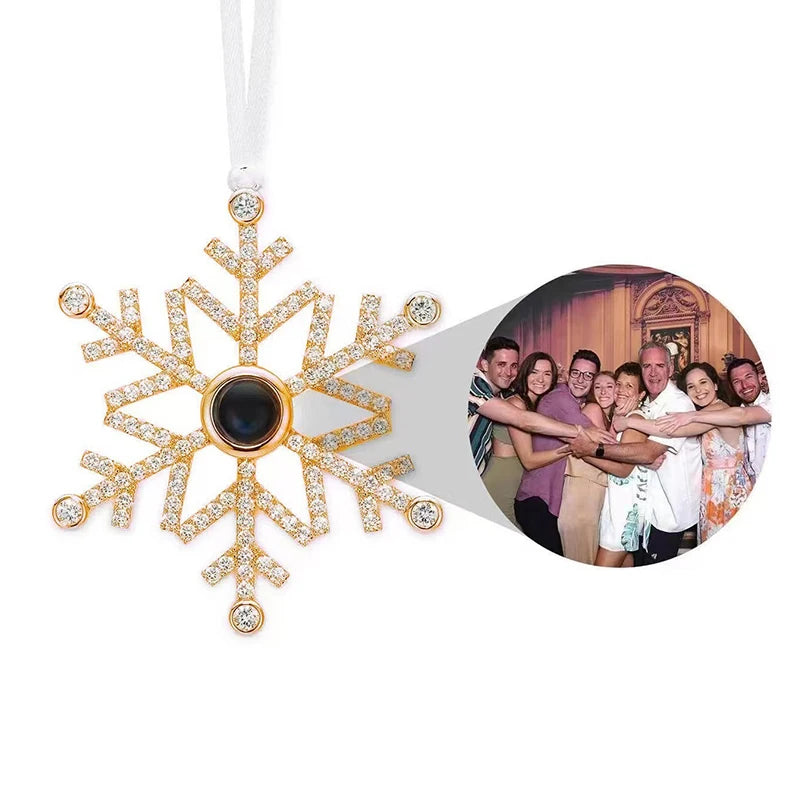 Personalized Pink Snowflake Photo Ornament Custom Projection Ornaments Christmas Gifts