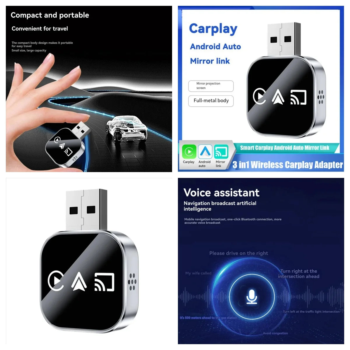 2026 Upgrade 3 in 1 Screen Mirror iOS Phone, wired to wireless Carplay adapter