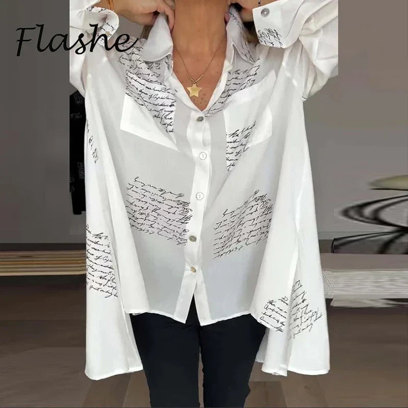Letter Print Fashion Lapel Shirt (Free Shipping)