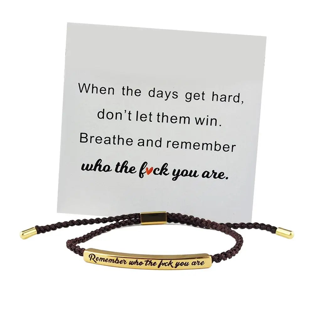 Remember Who The F You Are When Words Fail, This Bracelet Speaks – A Gift of Encouragement Tube Bracelet, Adjustable Hand Braided Wrap Tube Bracelet, Funny Inspirational