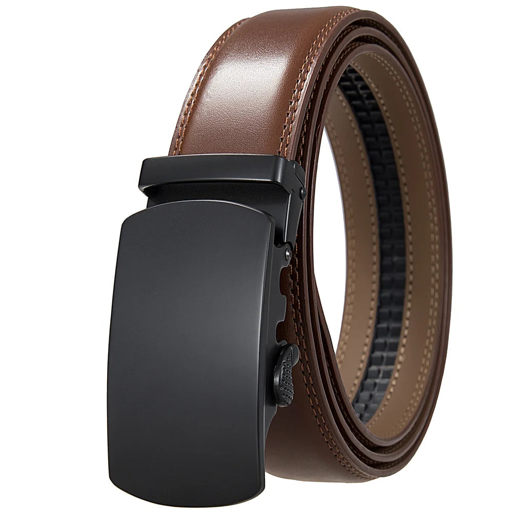 Leather Ratchet Belt With Adjustable Buckle
