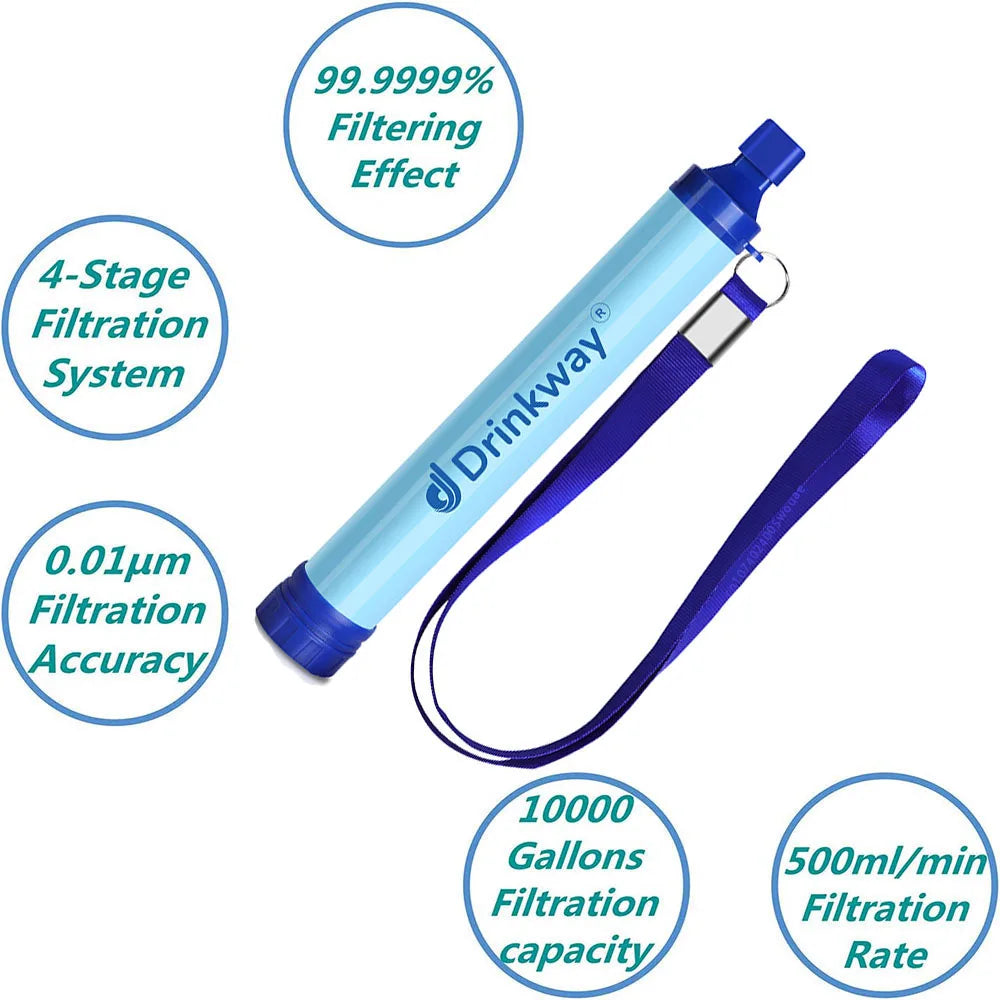 Personal Straw Water Filter for Camping, Hiking, Survival, Emergency, Travel
