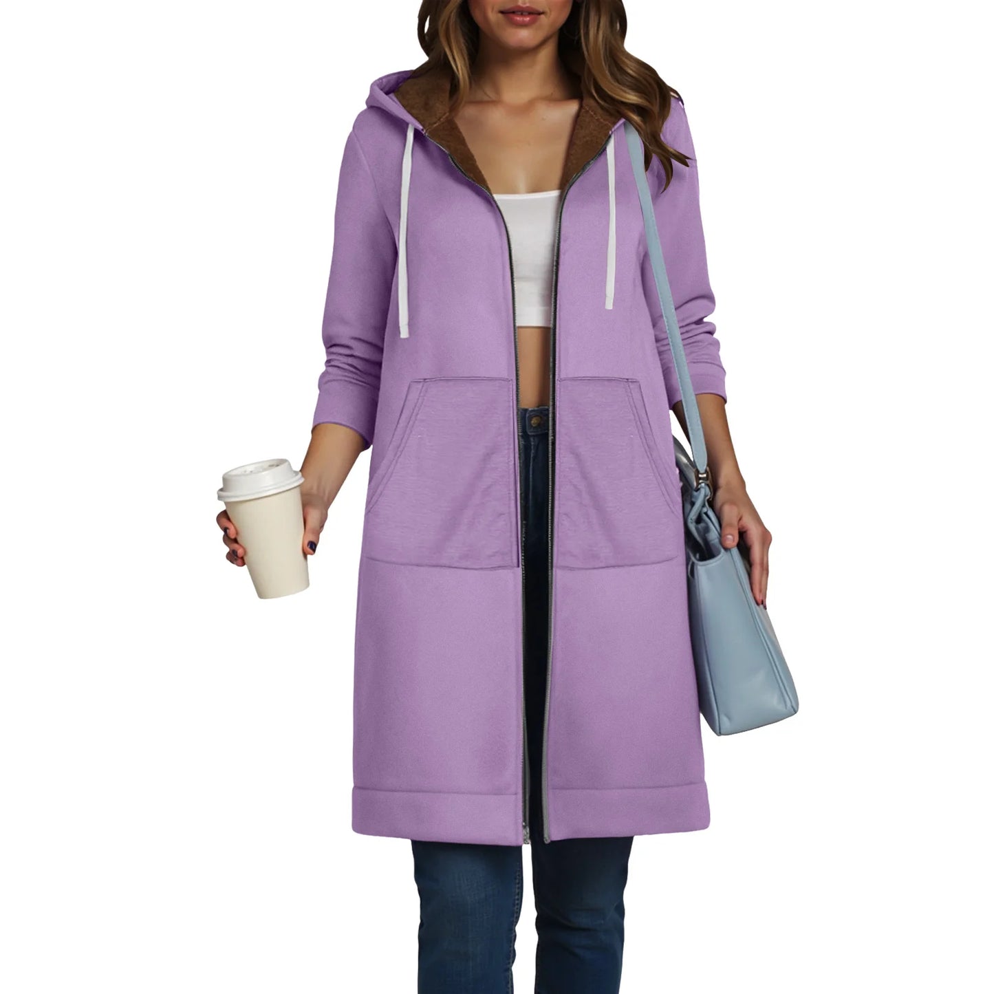 Women Casual Zip up Polyester Hoodies