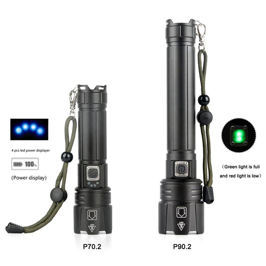 LED Rechargeable Tactical Laser Flashlight 90000 High Lumens
