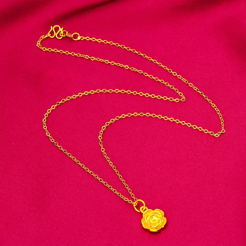 Luxury Rose Flower Pendant Necklace&Earring