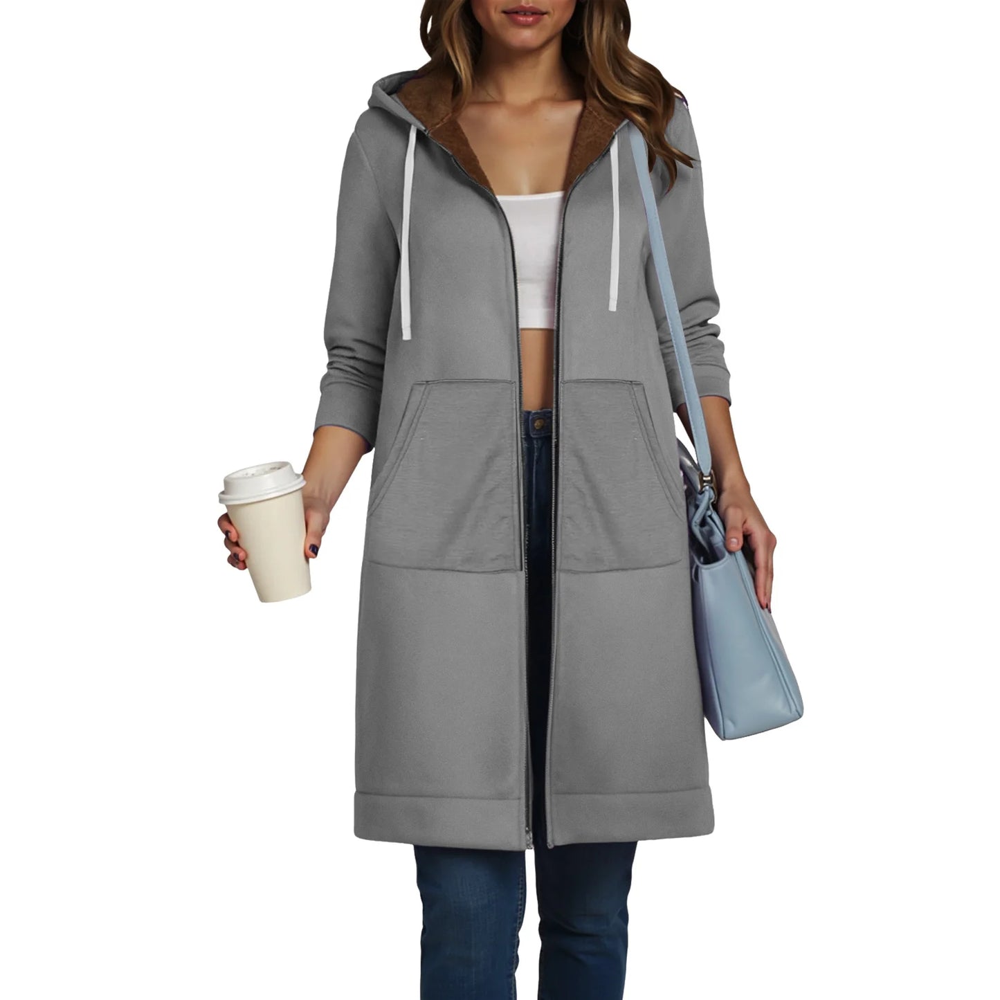 Women Casual Zip up Polyester Hoodies