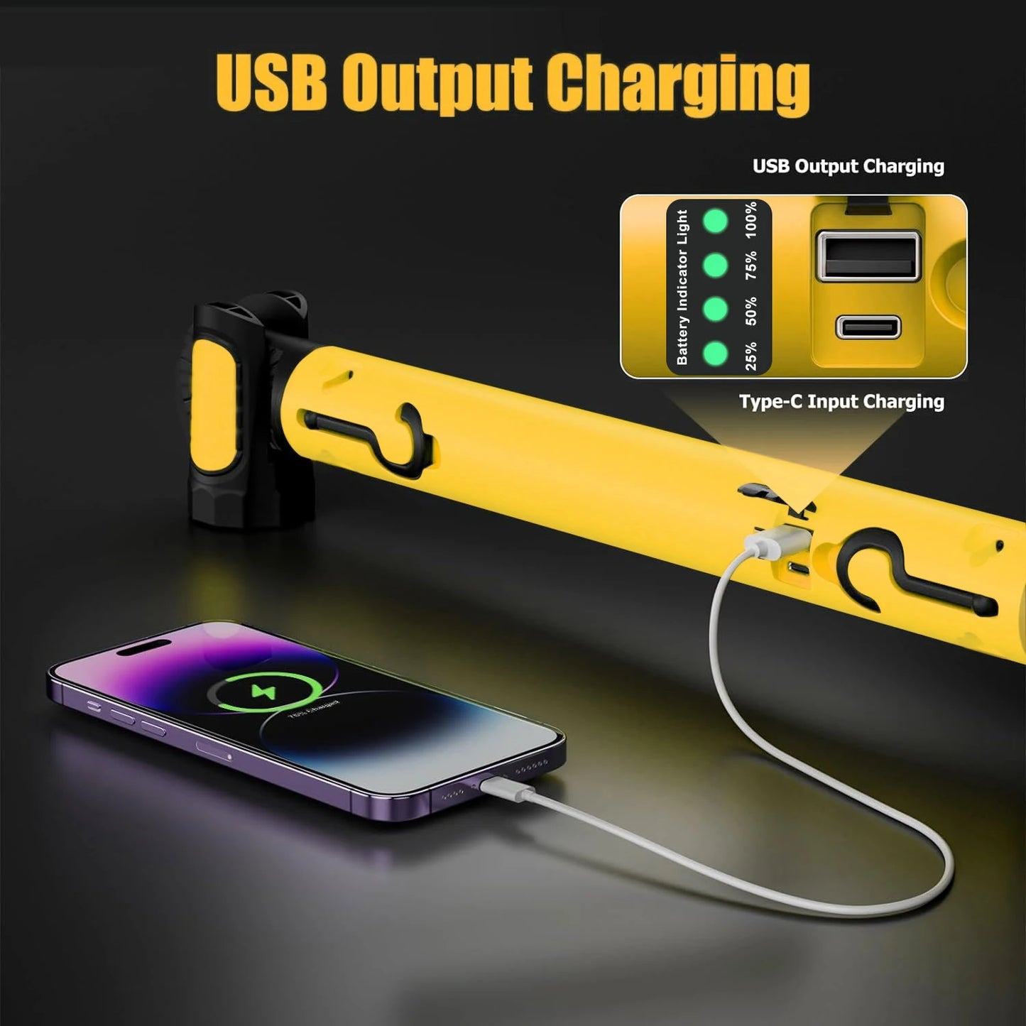 3000LM Cordless Under Hood Light Work Light Magnetic & Hook