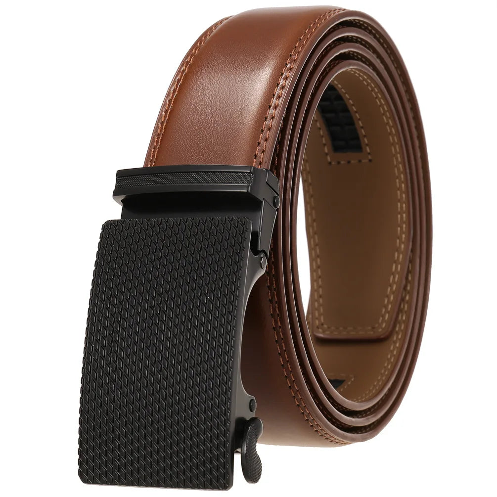 Leather Ratchet Belt With Adjustable Buckle