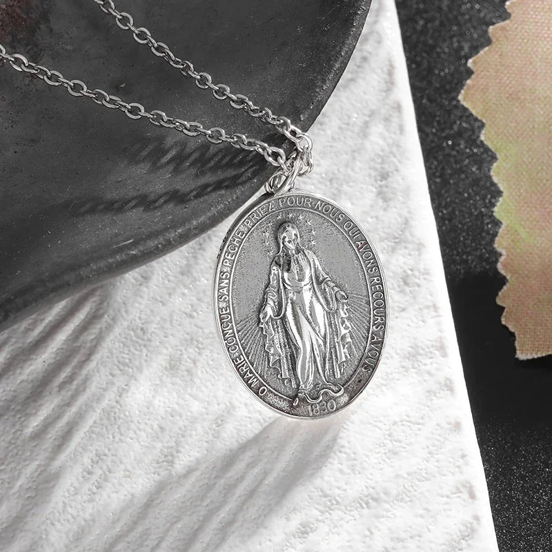 Stainless Steel Virgin Mary Necklace