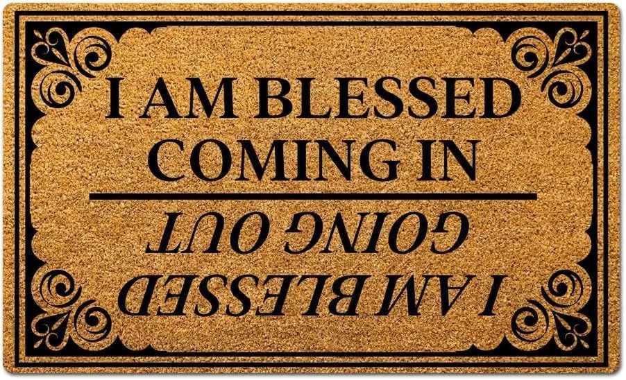 Letter Patter Door Mat - Blessed Coming & Going