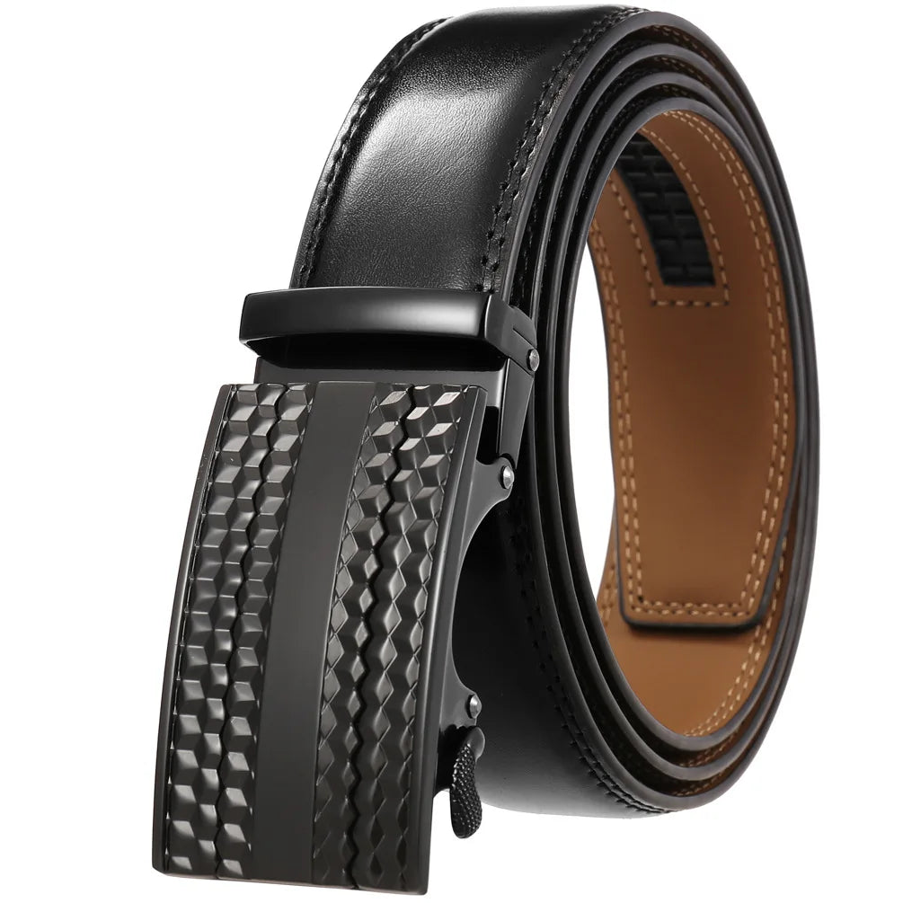 Leather Ratchet Belt With Adjustable Buckle
