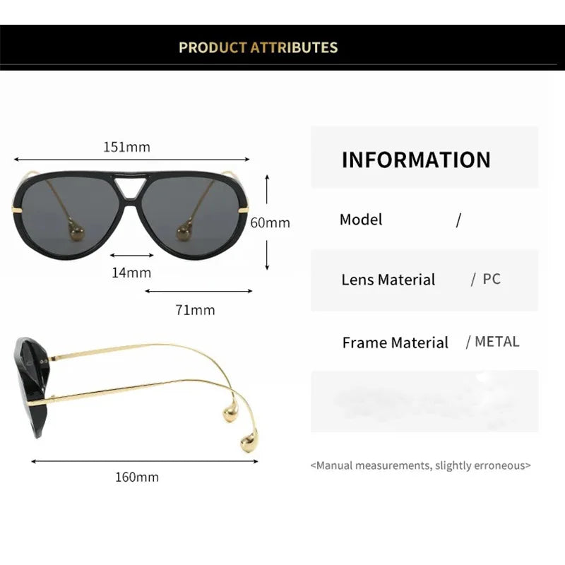 Luxury Brand Designer Oversized Pilot Sunglasses
