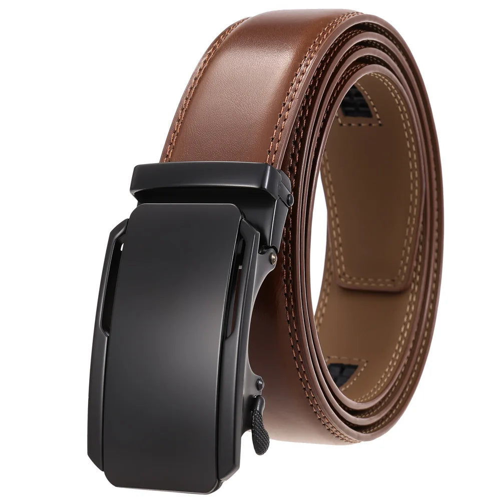 Leather Ratchet Belt With Adjustable Buckle