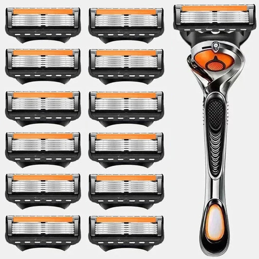 Men's Razor Refill Set + Free Handle – Ultra-Sharp Stainless Blades for Smooth Shave
