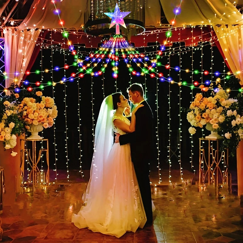 Waterproof Christmas Tree Waterfall Lights with Ring