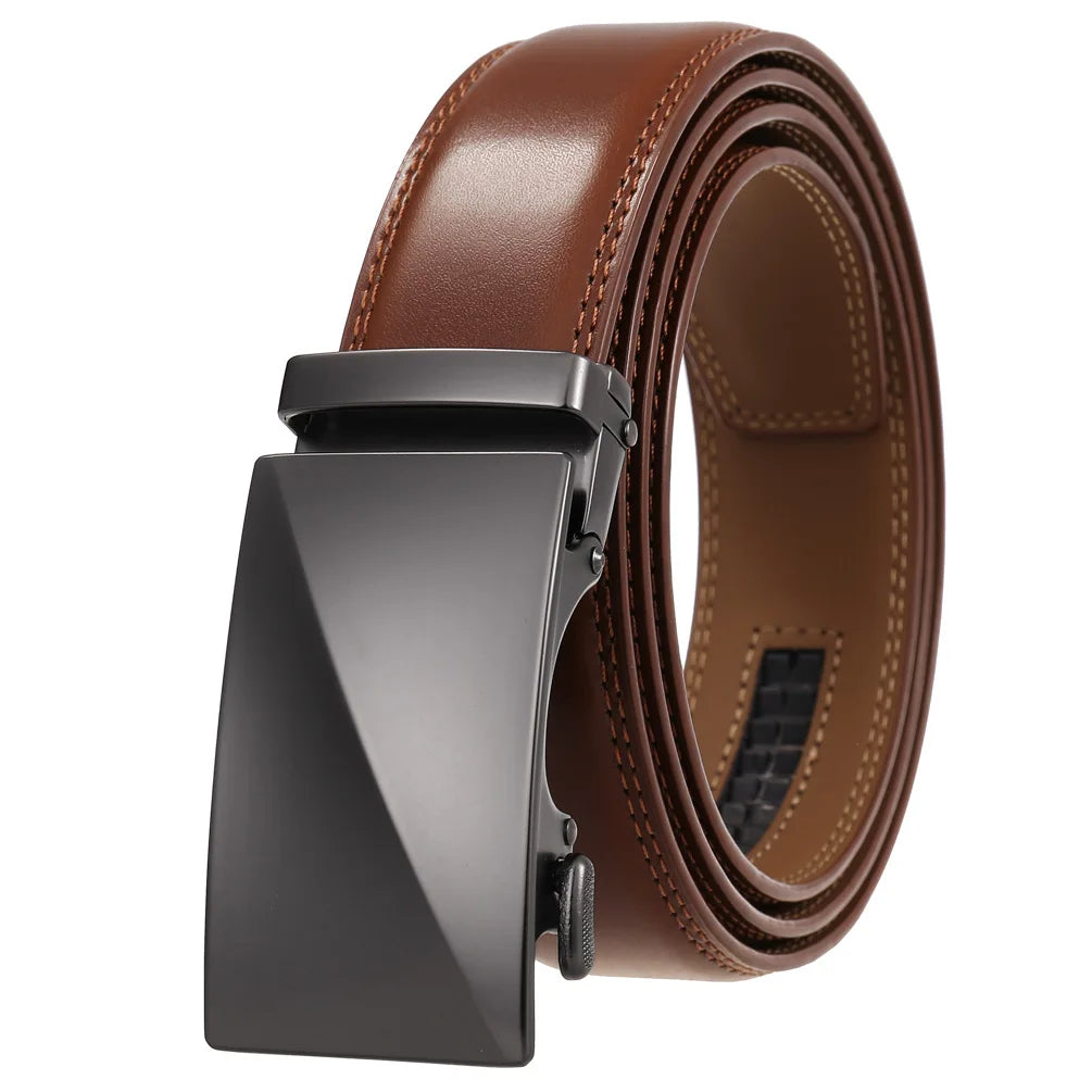 Leather Ratchet Belt With Adjustable Buckle