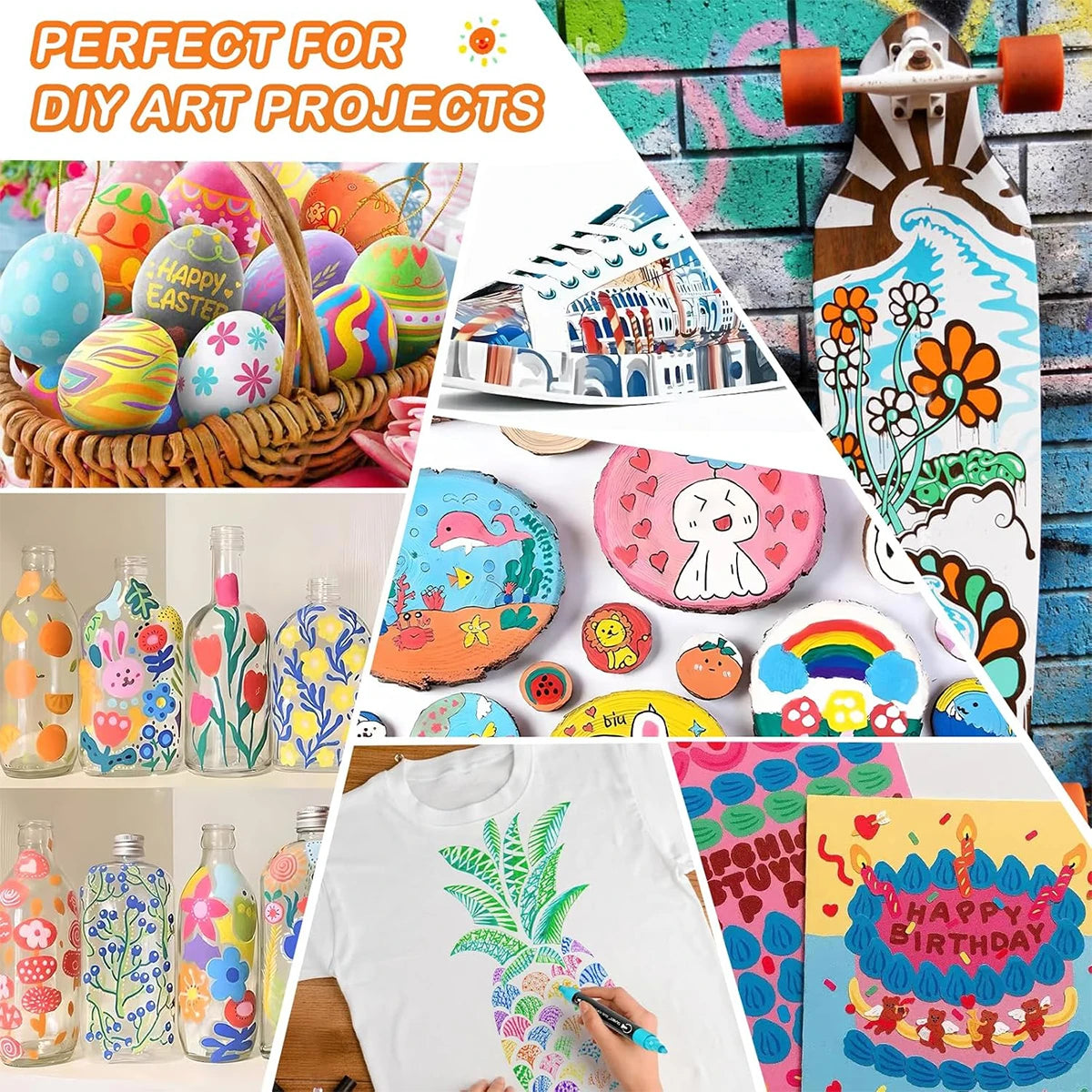 Dual Tip Acrylic Paint Pen Marker - 24/48/72/120 Colours