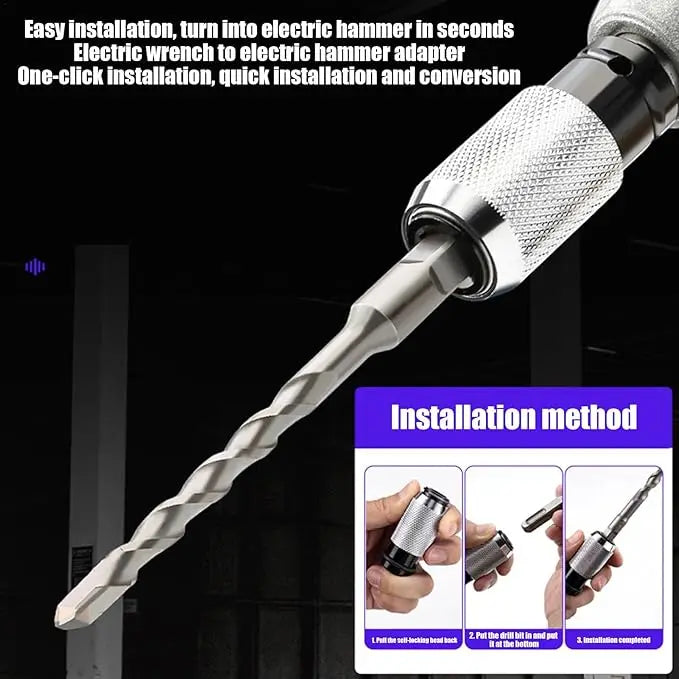 Electric Drill Wrench to Electric Hammer Conversion Adapter