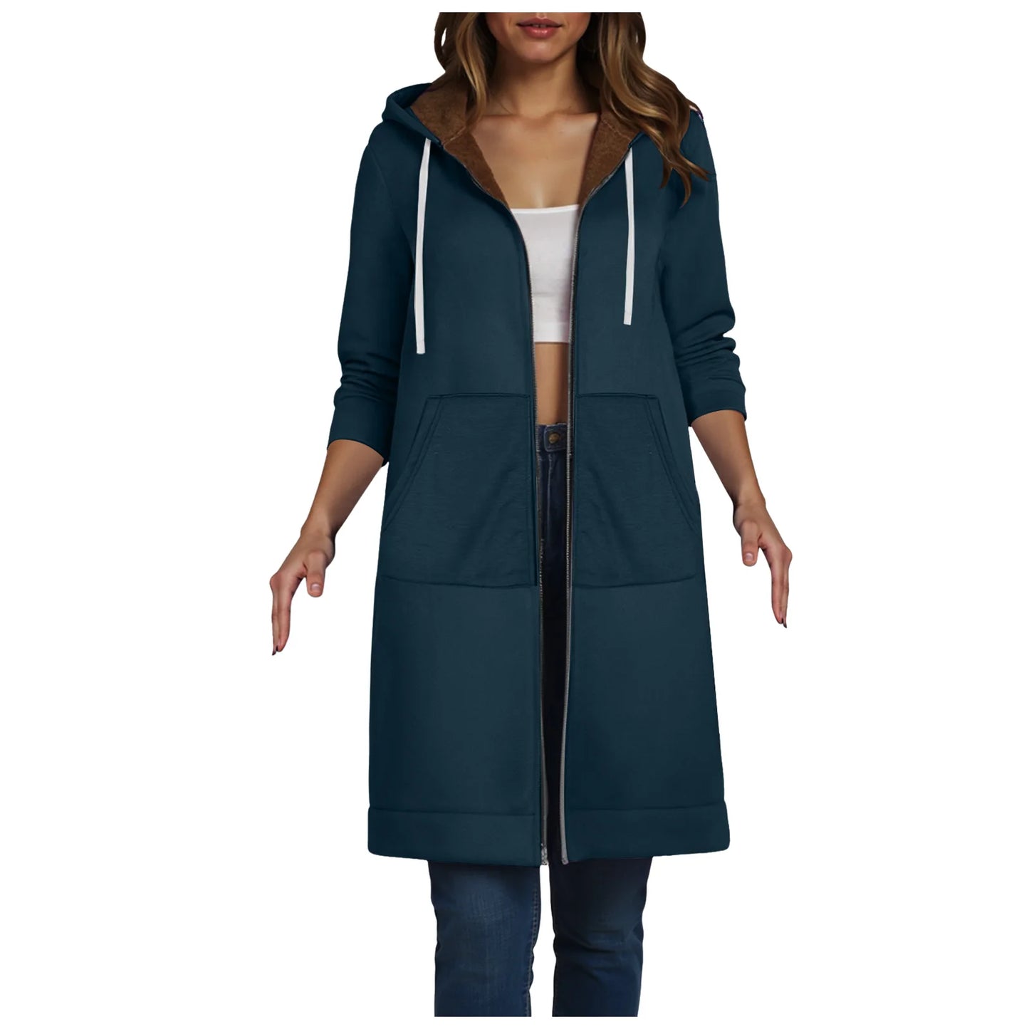 Women Casual Zip up Polyester Hoodies