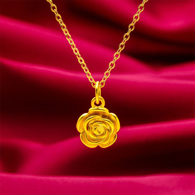 Luxury Rose Flower Pendant Necklace&Earring