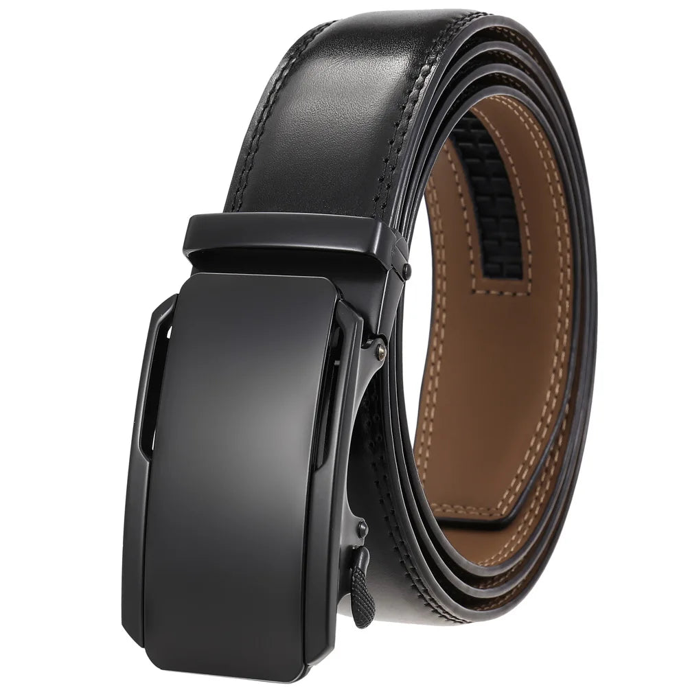 Leather Ratchet Belt With Adjustable Buckle
