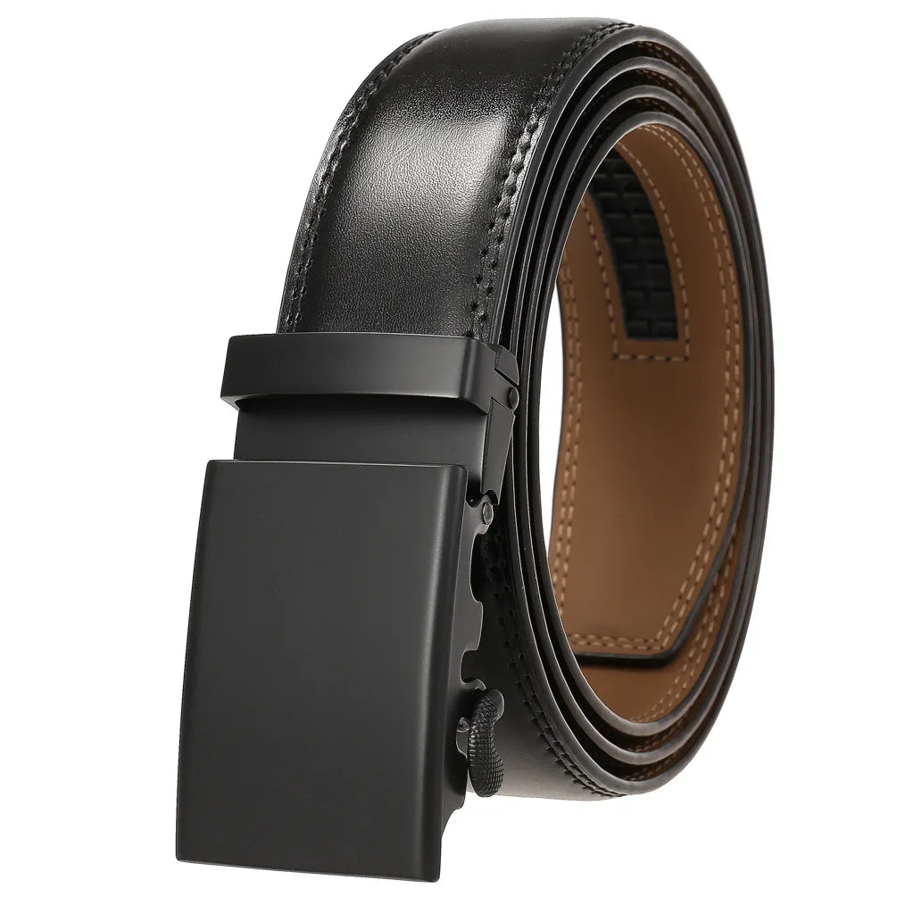 Leather Ratchet Belt With Adjustable Buckle