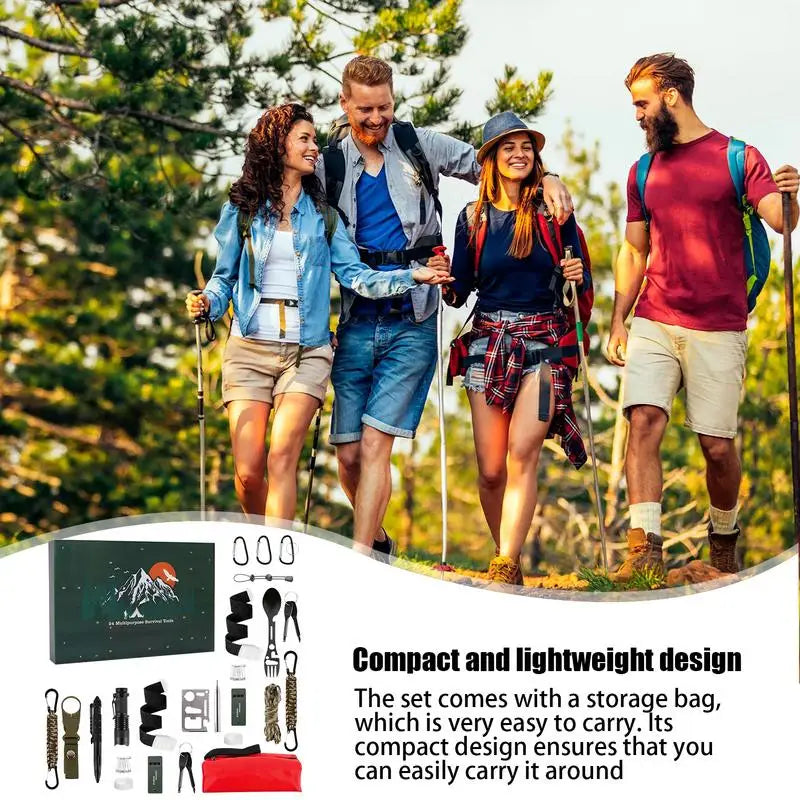 24-in-1 Outdoor Survival Gear Kit, Christmas Gift for Men & Women