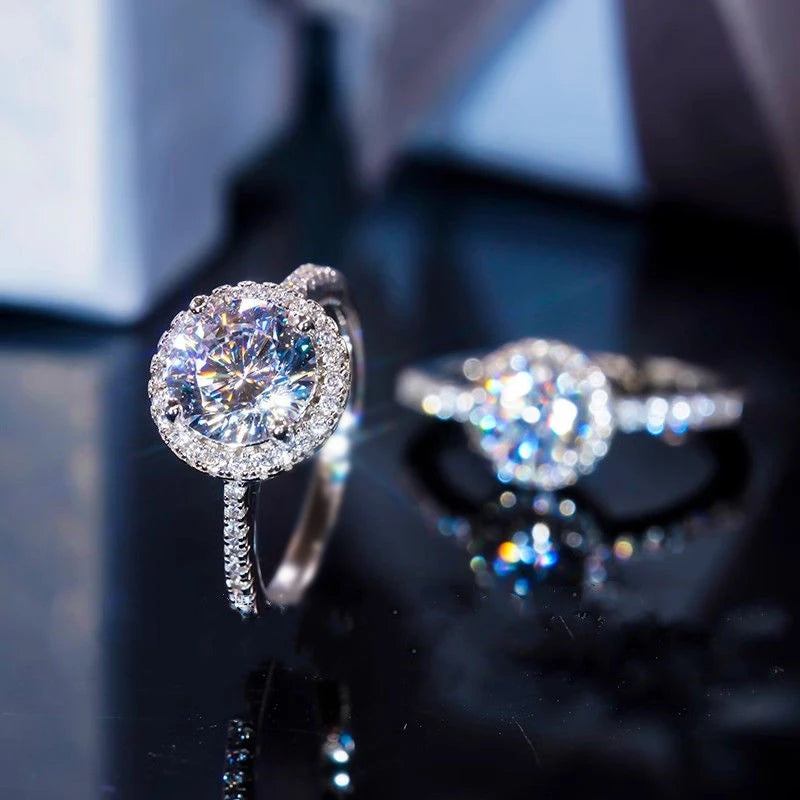 Square Halo Moissanite Engagement Ring