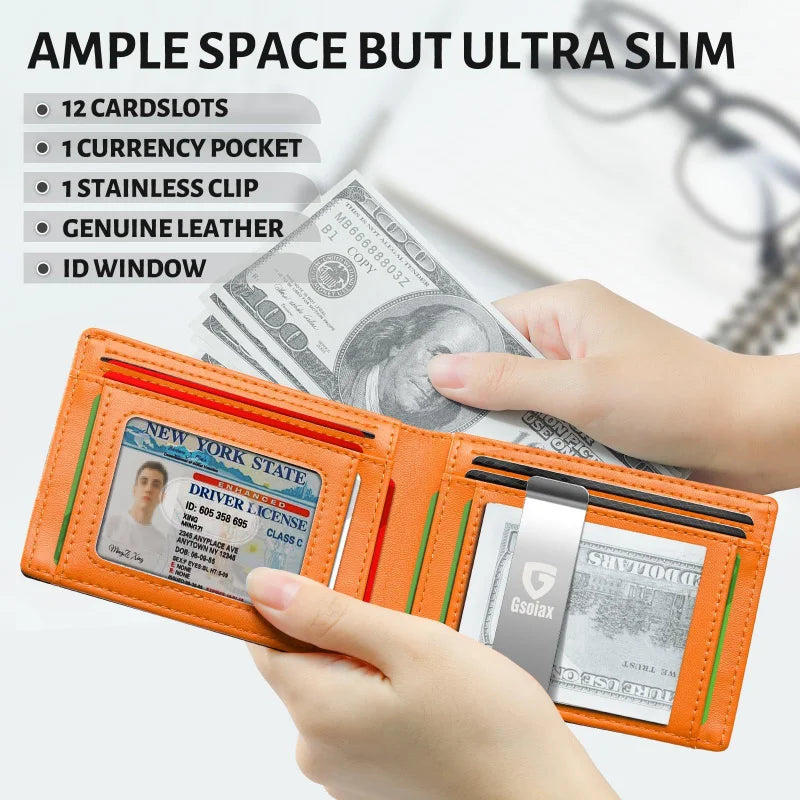 Men's Slim Blocking Wallet - Minimalist Carbon Fiber Bifold