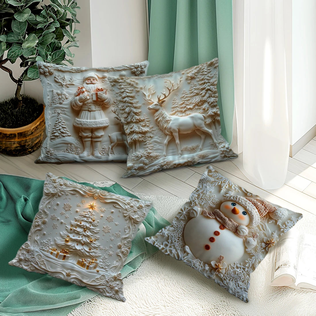 Festive Christmas Cushion Cover---2D printing, not 3D