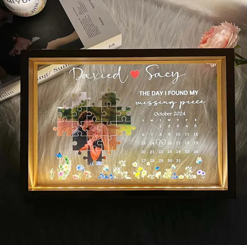 The Day I Found My Missing Piece Light Frame Personalized Gift Valentine's Day Gifts
